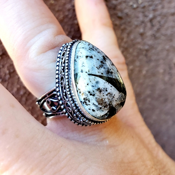 New Green Tourmaline In Quartz 925 Silver Ring. - Picture 7 of 13